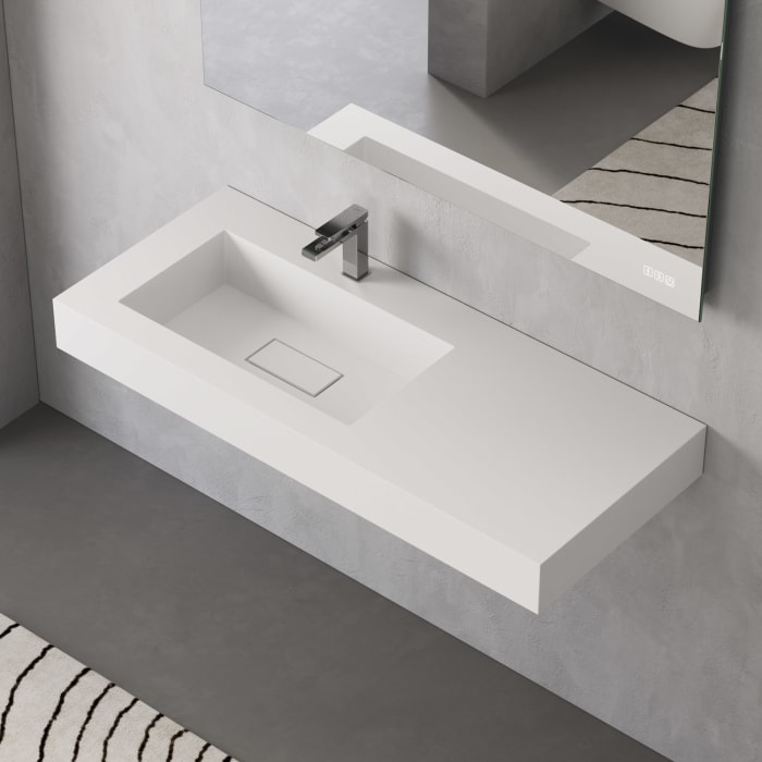 ALLUVION Eros Waschtisch 120 cm, mit Hahnloch, Becken links