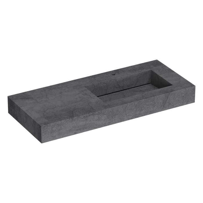 ALLUVION Latona Waschtisch aus Laminam® 120 cm, mit Hahnloch, Becken rechts