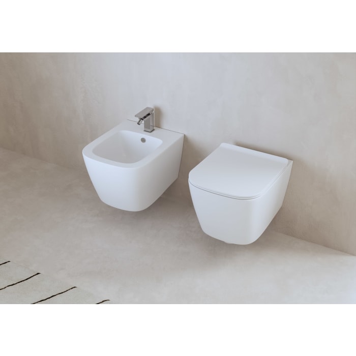 ALLUVION Mars Wand-WC kompakt Tiefspüler ohne Spülrand inkl. WC-Sitz