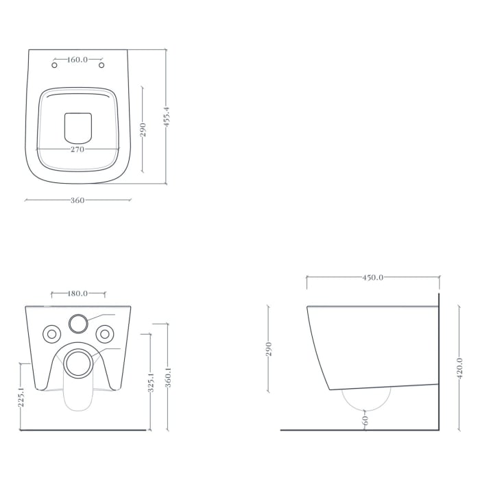 ALLUVION Mars Wand-WC kompakt Tiefspüler ohne Spülrand inkl. WC-Sitz