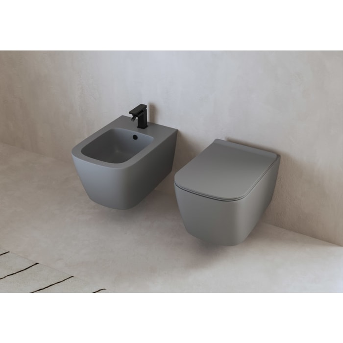 ALLUVION Mars Wand-WC Tiefspüler ohne Spülrand inkl. WC-Sitz