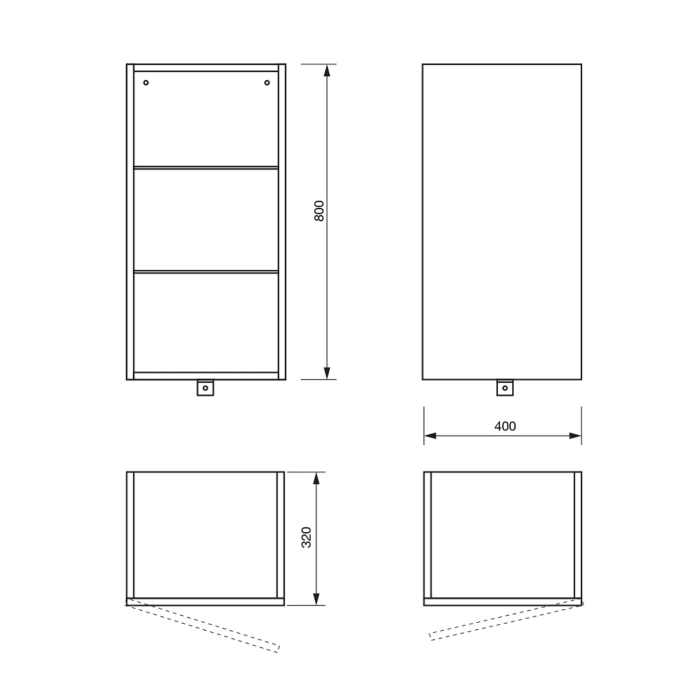 ALLUVION Leto Halbhochschrank 40 x 32 x 80 cm, Anschlag rechts