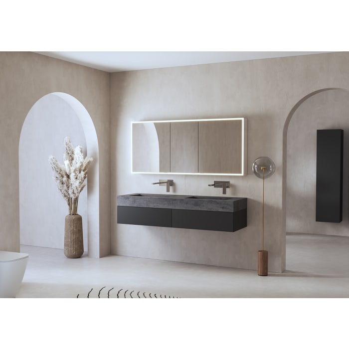 ALLUVION Lapetos Doppel-Waschtisch Laminam® mit Unterschrank 160 cm, mit Hahnloch