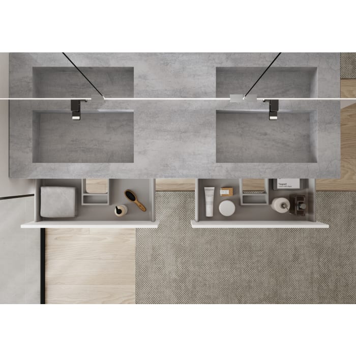 ALLUVION Lapetos Doppel-Waschtisch Laminam® mit Unterschrank 180 cm, mit Hahnloch