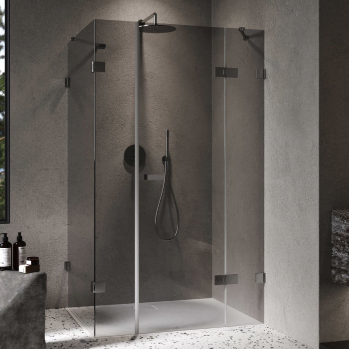 ALLUVION Imperium Schwingtür mit festem Segment, Nebenteil und Seitenwand 90-120 x 120-200 cm