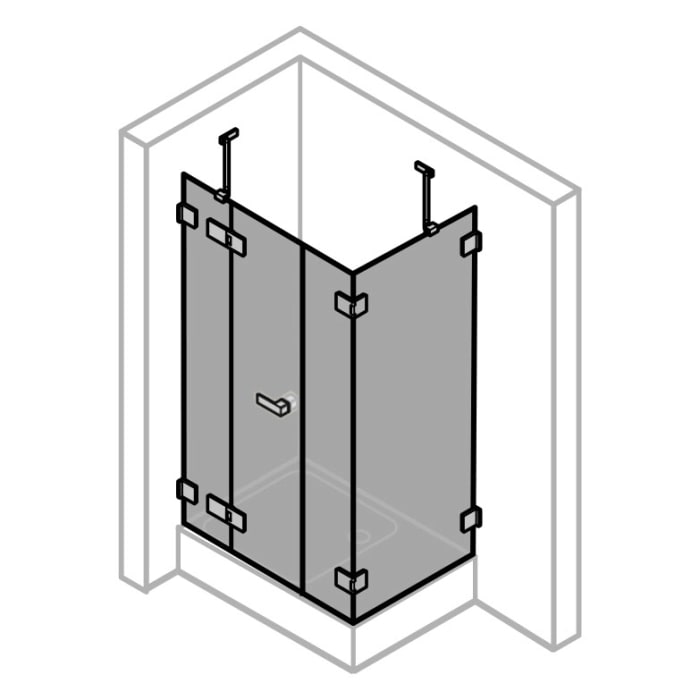 ALLUVION Imperium Schwingtür mit festem Segment, Nebenteil und Seitenwand 120,1-330 x 120-200 cm