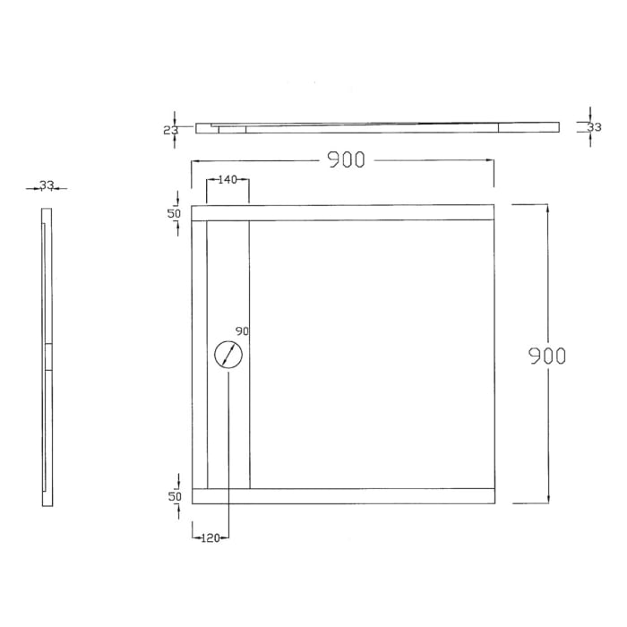 ALLUVION Zeus Duschwanne 90 x 90 cm, Feinsteinzeug Laminam®