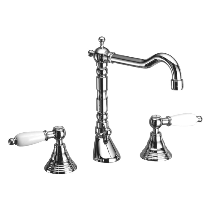 Herzbach ANAIS CLASSIC Waschtisch-Dreilochbatterie Stilgriffe mit Ablaufgarnitur