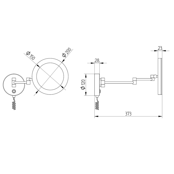 Avenarius Kosmetikspiegel, Wandmodell, mit Stecker und Sensor-Schalter