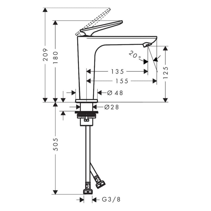 AXOR Citterio C Einhebel-Waschtischarmatur 125 CoolStart mit Ablaufgarnitur - Cubic cut