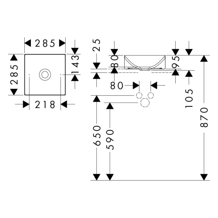 AXOR Suite Aufsatzwaschtisch 285/285