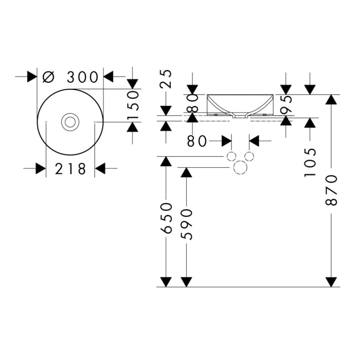 AXOR Suite Aufsatzwaschtisch 300