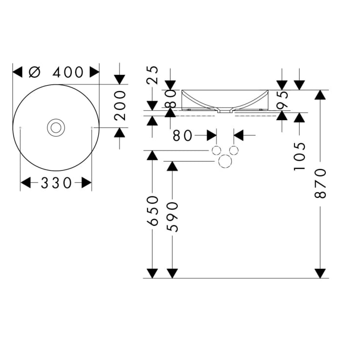 AXOR Suite Aufsatzwaschtisch 400