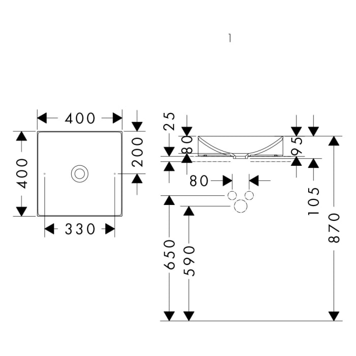 AXOR Suite Aufsatzwaschtisch 400/400