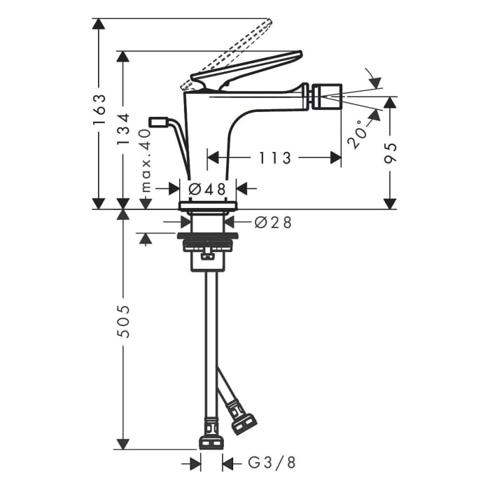AXOR Citterio C Einhebel-Bidetmischer mit Zugstangen-Ablaufgarnitur - Cubic cut