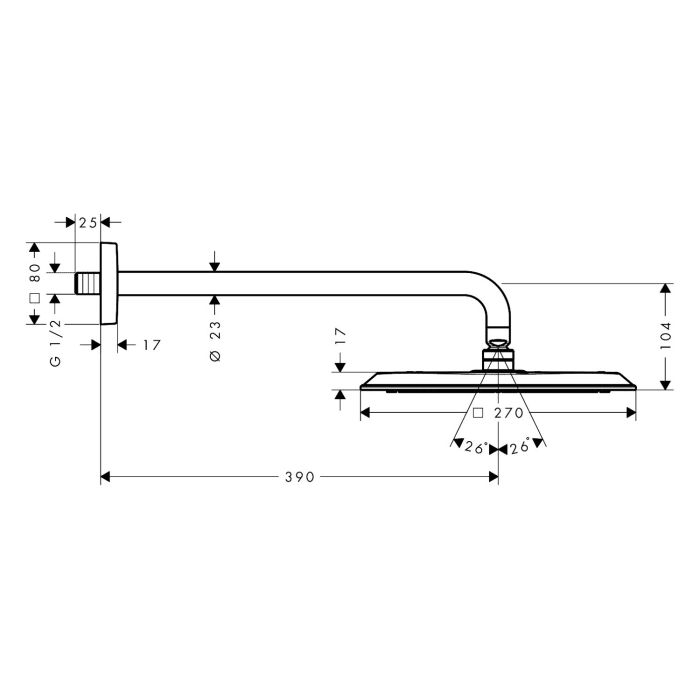 AXOR Citterio C Duschkopf 270/270 1 Strahlart, mit Brausearm