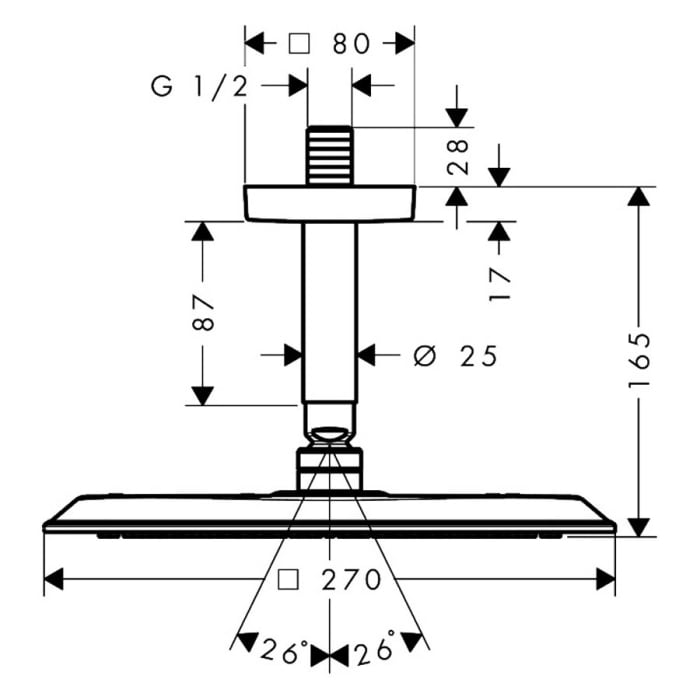 AXOR Citterio C Duschkopf 270/270 1 Strahlart, wassersparend, mit Deckenanschluss
