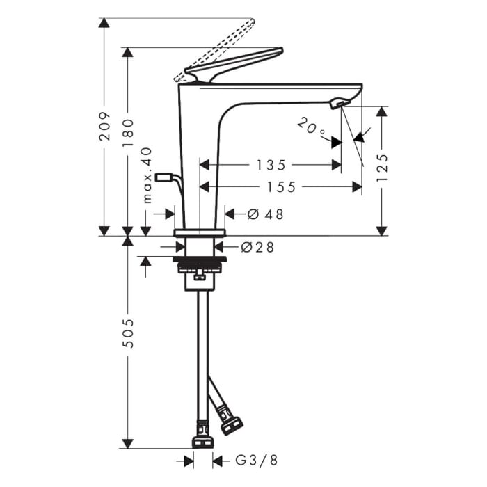 AXOR Citterio C Einhebel-Waschtischarmatur 125 CoolStart mit Zugstangen-Ablaufgarnitur