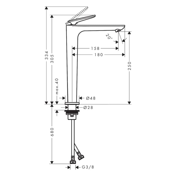AXOR Citterio C Einhebel-Waschtischarmatur 250 CoolStart mit Ablaufgarnitur - Cubic cut