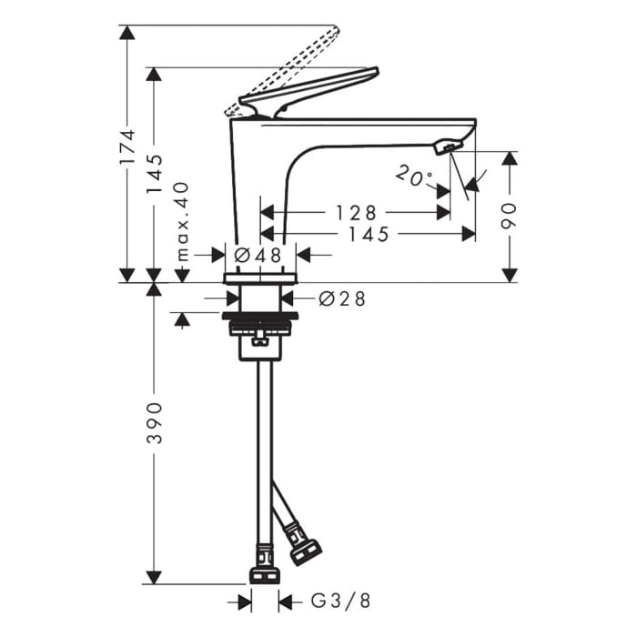 AXOR Citterio C Einhebel-Waschtischarmatur 90 CoolStart mit Ablaufgarnitur - Cubic cut