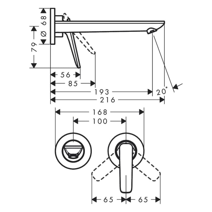 AXOR Citterio C Unterputz Einhebel-Waschtischarmatur, Ausladung 19,3 cm