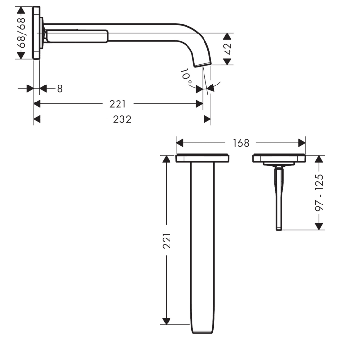 AXOR Citterio E Einhebel-Waschtischmischer Unterputz für Wandmontage