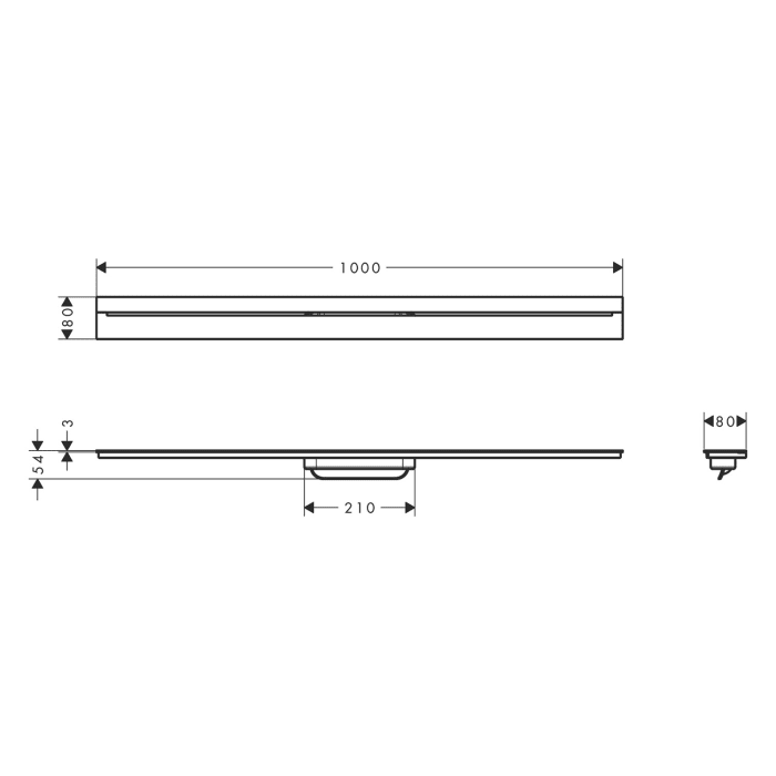 AXOR Drain Fertigset Duschrinne 100 cm, zur Wandmontage