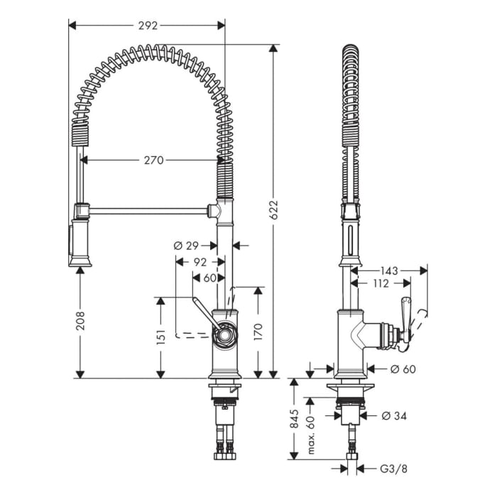 AXOR Montreux Einhebel-Küchenarmatur 210 Semi-Pro Eco
