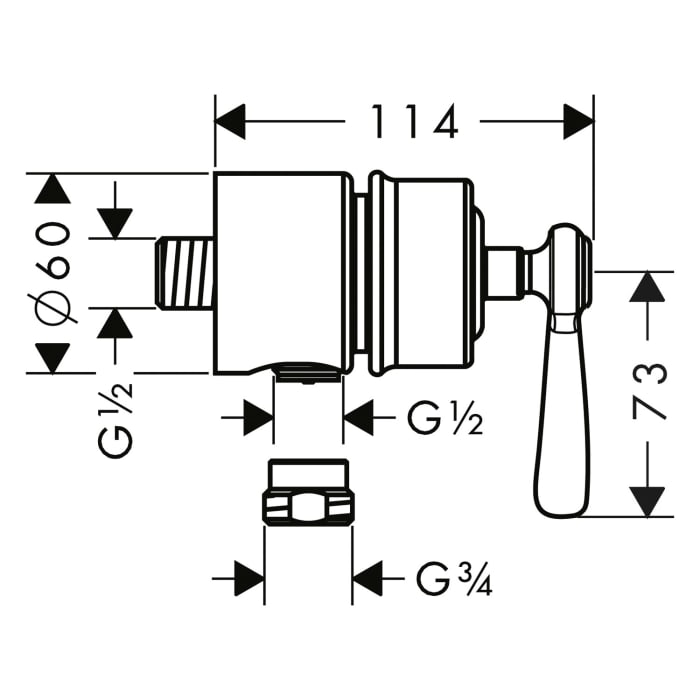 AXOR Montreux Fixfit Wandanschluss Stop mit Abstellventil und Hebelgriff