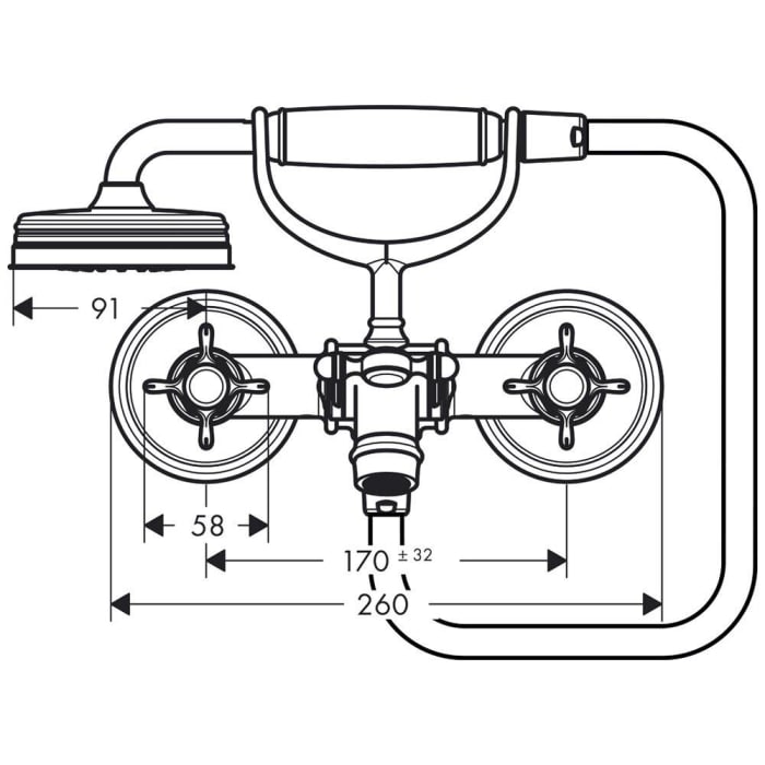 AXOR Montreux Zweigriff-Wannenarmatur für AP-Montage