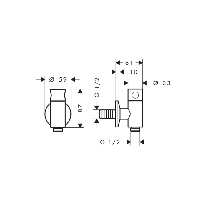 AXOR One Wandanschluss Stop mit Absperrventil, Rosette rund