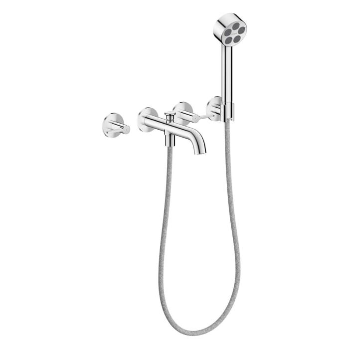 AXOR One 3-Loch Wannenarmatur UP für Wandmontage mit Hebelgriffen und Handbrause