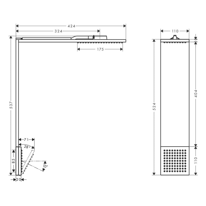 AXOR ShowerComposition Brausenmodul 110/220 1 Strahlart mit Schulterbrause