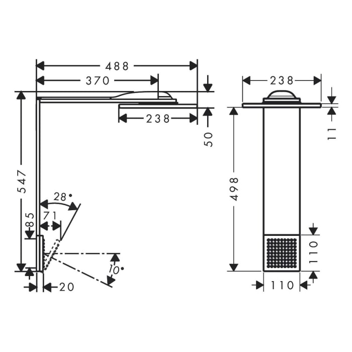 AXOR ShowerComposition Brausenmodul 250/250 2 Strahlarten mit Schulterbrause