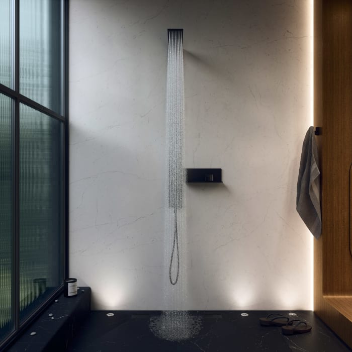 AXOR ShowerComposition Duschpaneel mit Thermostat, Duschkopf 110/220 1 Strahlart und Schulterbrause