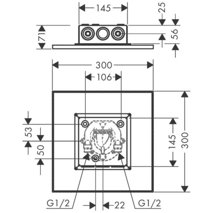 AXOR ShowerSolutions Kopfbrause 300 / 300 1jet Decke-Aufputz