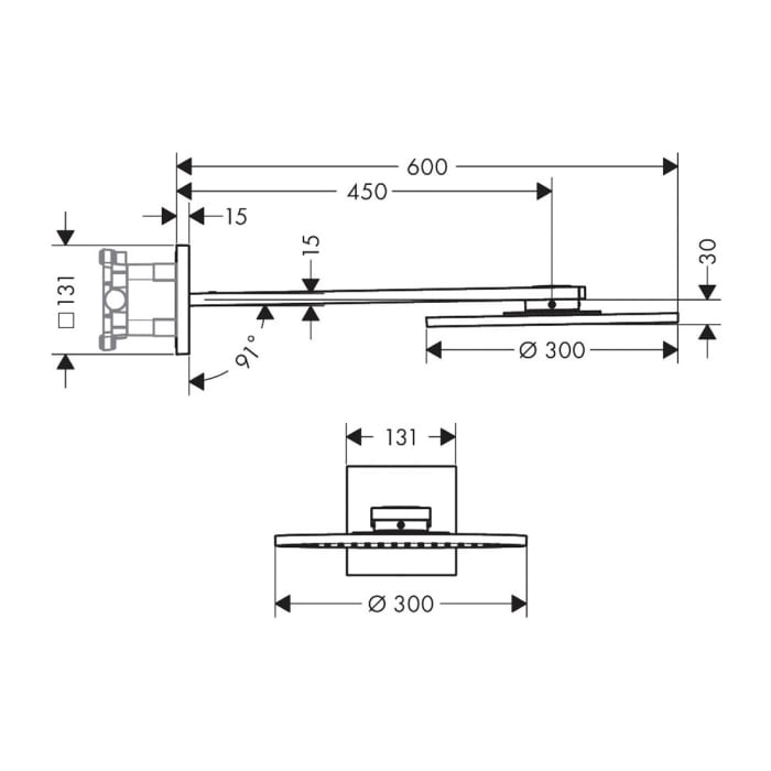 AXOR ShowerSolutions Kopfbrause 300 2jet mit Brausearm