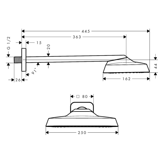 AXOR ShowerSphere Duschkopf 250/160 1 Strahlart wassersparend+ mit Brausearm