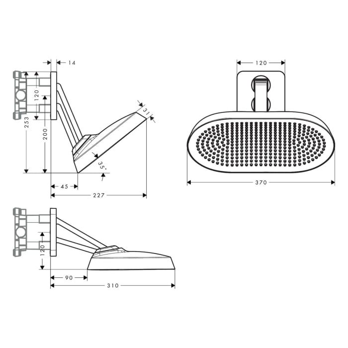 AXOR ShowerSphere Duschkopf 370/220 2 Strahlarten mit beweglichem Brausearm