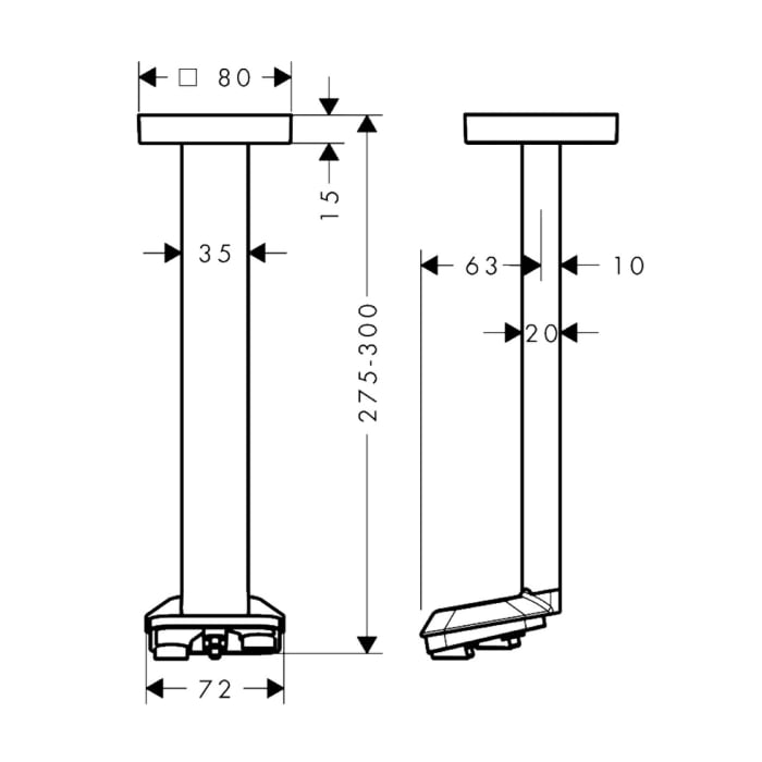 AXOR ShowerSphere Deckenanschluss 300 mm für Duschkopf 2 Strahlarten