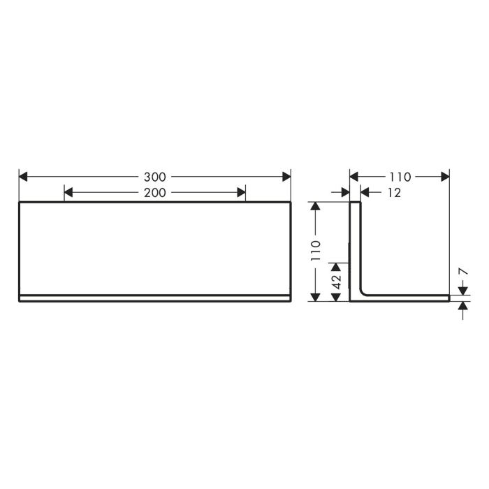 AXOR Universal Rectangular Ablage 300
