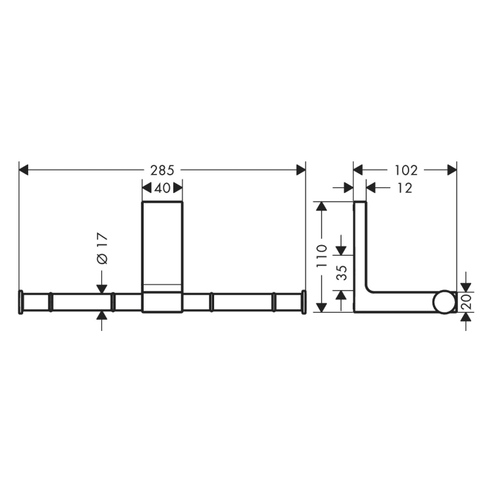 AXOR Universal Rectangular Toilettenpapierhalter doppelt