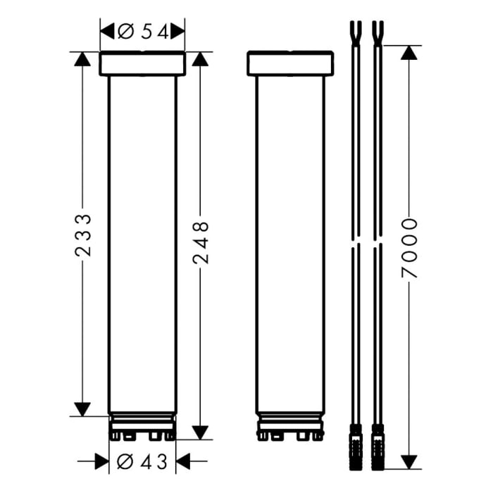 AXOR Showers Verlängerungsset 23 cm für Deckenbefestigung Showerheaven