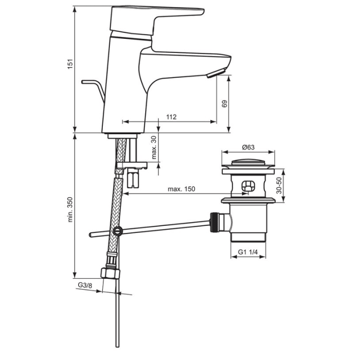 Ideal Standard Connect Blue Waschtischarmatur mit Durchflussbegrenzer
