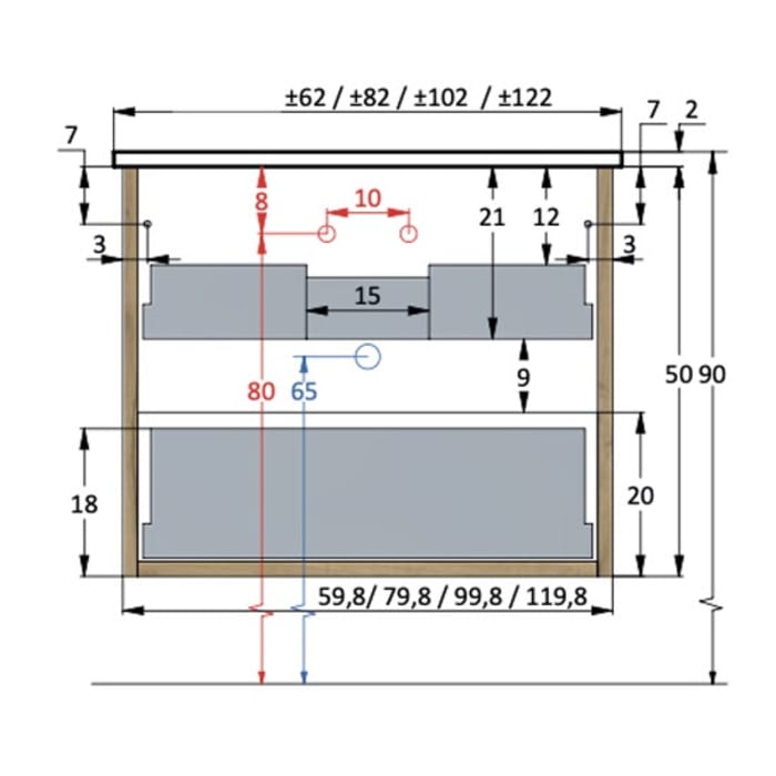 pianura Lucia Waschtisch mit Unterschrank 62 cm