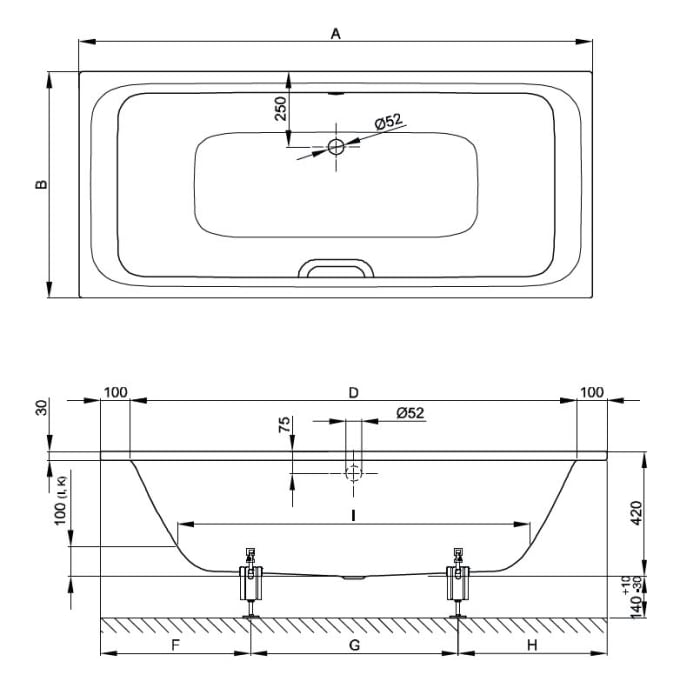 Bette Select Duo Badewanne 170 x 75 x 42 cm