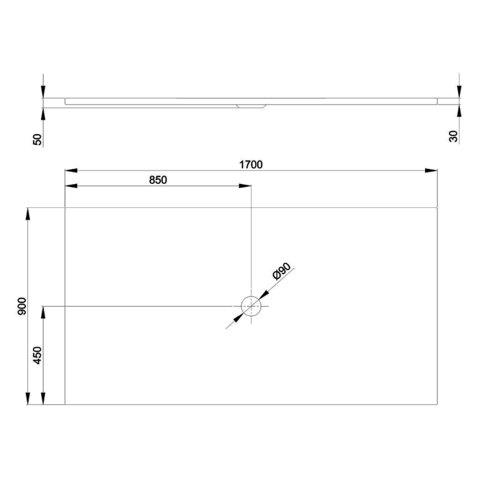 Bette BetteFloor Duschfläche 170 x 90 cm mit BetteAntirutsch Pro
