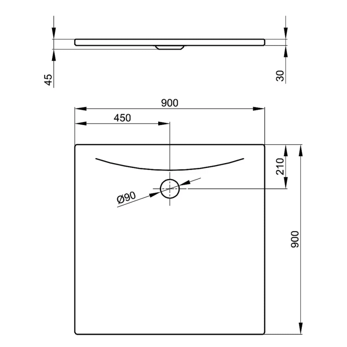 Bette BetteFloor Side Duschfläche 90 x 90 cm mit BetteAntirutsch Sense