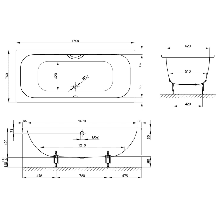 Bette Duett Badewanne 170 x 75 x 42 cm