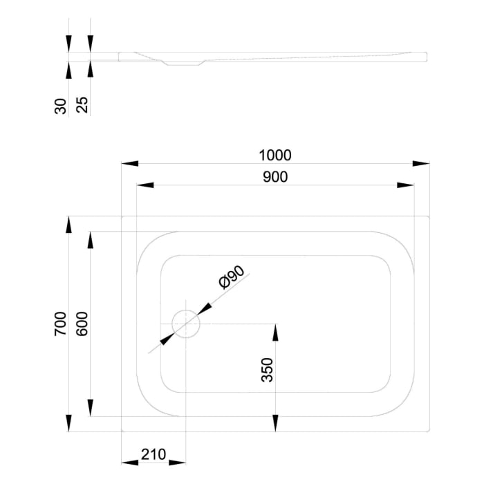 Bette Ultra Duschwanne superflach 100 x 70 x 2,5 cm
